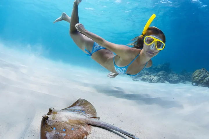 a man swimming in the water