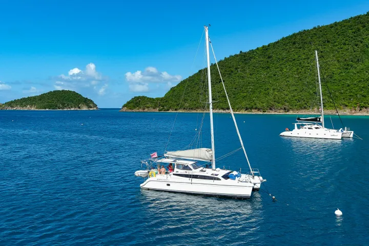 Seas the Day Charters USVI S/Y Neptune moored on St. John
