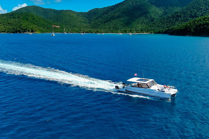 Seas the Day Charters USVI M/V Hydra with Maho Bay views