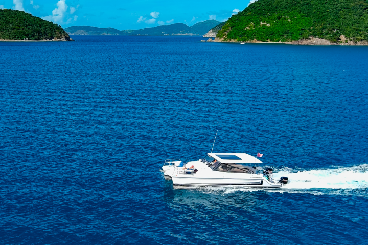 Seas the Day Charters USVI M/V Hydra leaving St. John