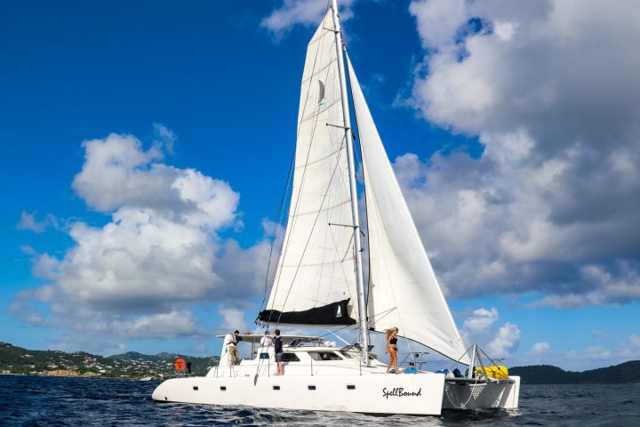Guests on Seas the Day Charters USVI S/Y Leviathan sailing