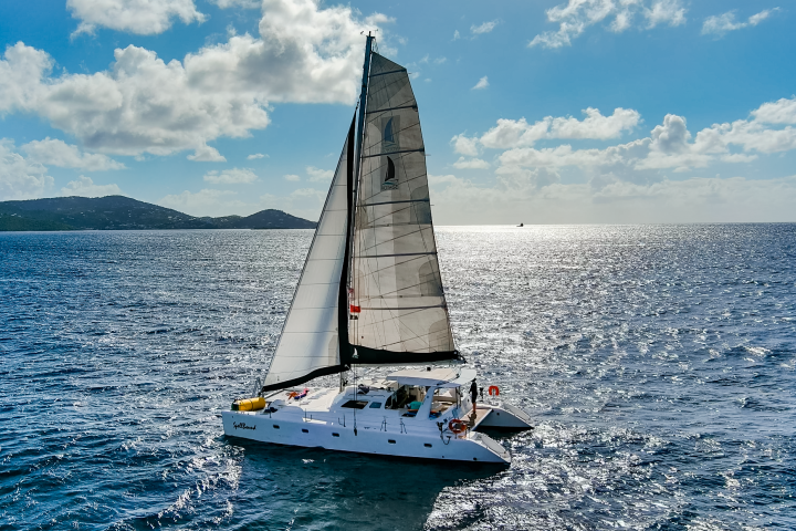 Seas the Day Charters USVI S/Y Leviathan sailing to St. John