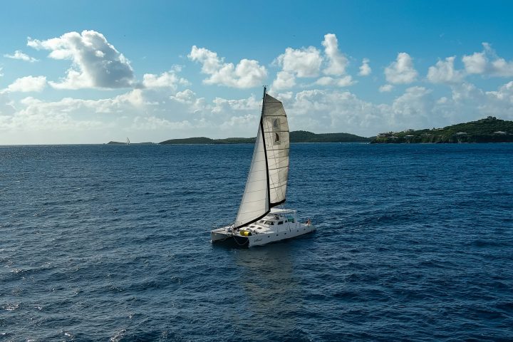 Seas the Day Charters USVI S/Y Leviathan sailing from St. Thomas to St. John in the USVI Virgin Islands